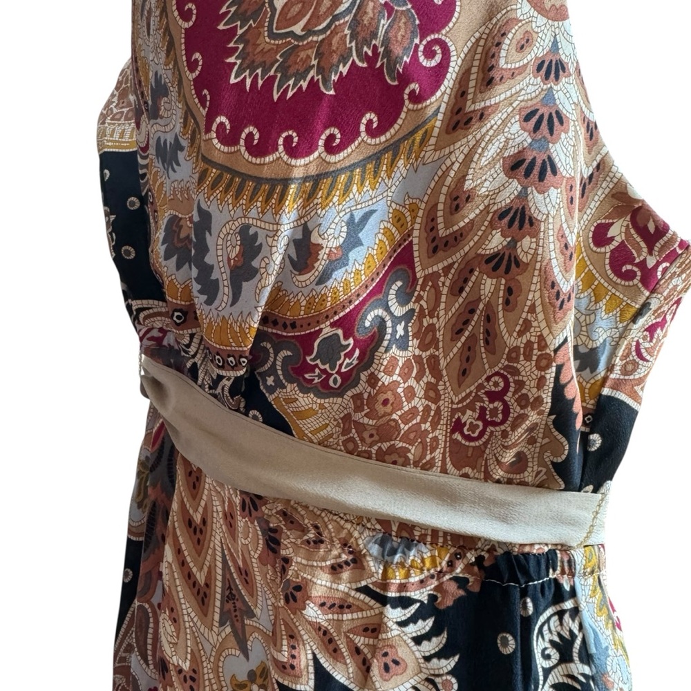 100% Silk Vintage Whimsigoth Boho Paisley Medium Gala Top - Picture 8 of 14